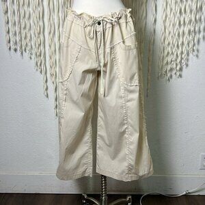 Live A Little Cream Lagenlook Cotton Blend Wide Leg Culoote Size XL